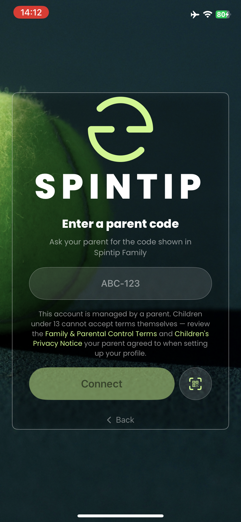 Enter a parent code: the child links to the parent once